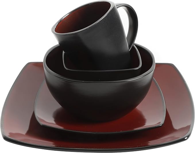 Gibson Elite Soho Lounge Square Reactive Glaze Stoneware Dinnerware Set - Image 5