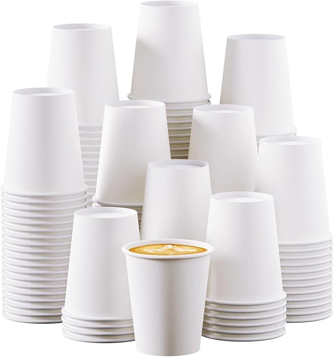 Turbo Bee 300Pack 8oz Paper Cups, Disposable Coffee Cup， White Paper Water Cups by TurboBee