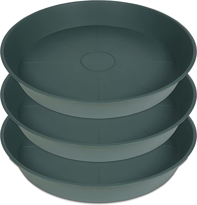 3 Pack of 20 22 inch Plant Saucer, 3.6" Depth Tray, Large Deep Garden Plastic by Bleuhome