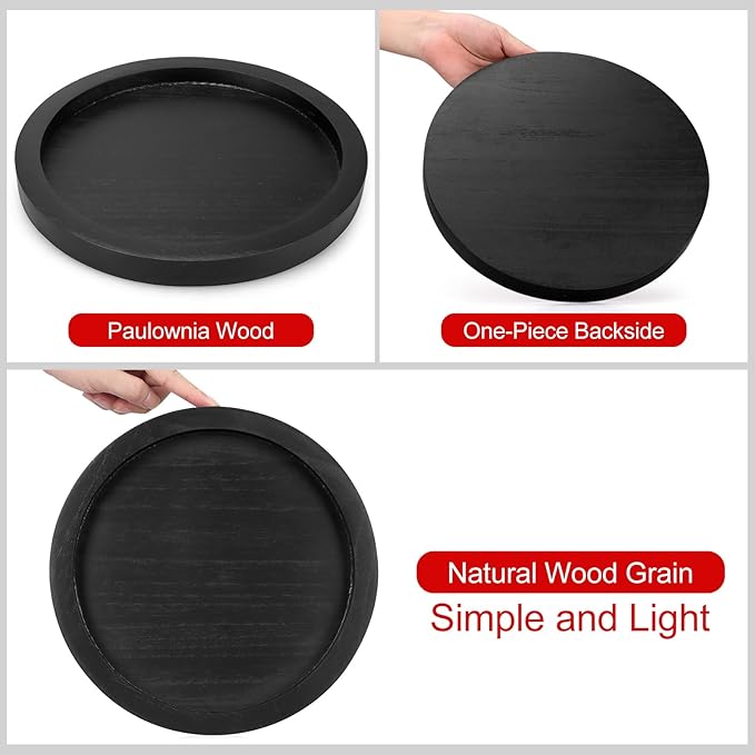 Black Wooden Decorative Trays for Kitchen Counter Living Room Centerpiece | - Image 4