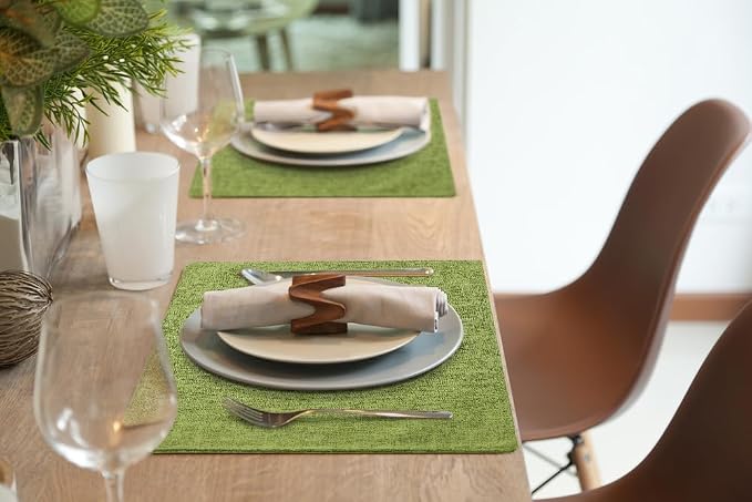Faux Cotton Linen Placemats Set of 4, Cloth Washable Farmhouse Dining Table Mats - Image 8