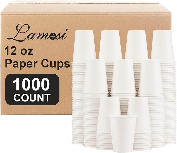 Lamosi 1000 Count 12 oz Paper Coffee Cups, Drinks by BuyNow