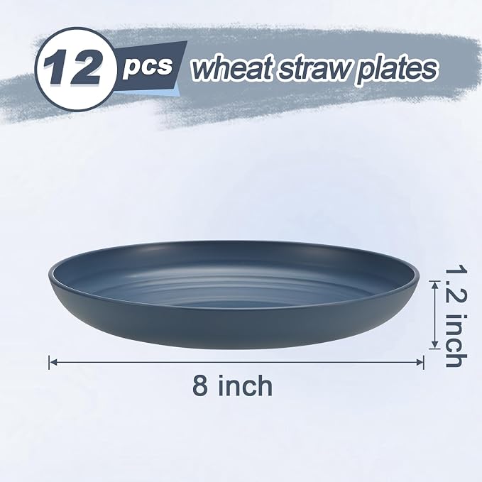 HEYCOME 12 Pcs Unbreakable Deep Dessert Plates Set, 8 inch Reusable Plastic - Image 2