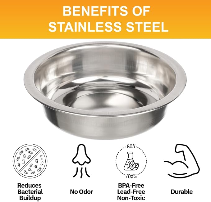 Neater Pet Brands 1.5 Cup Shallow Stainless Steel Cat Bowls, Metal Cat Dishes - Image 5