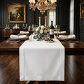 Signature Linen™ by D'Moksha White Table Runner 144 Inches Long, 100% Pure Linen by DMokshaHomes