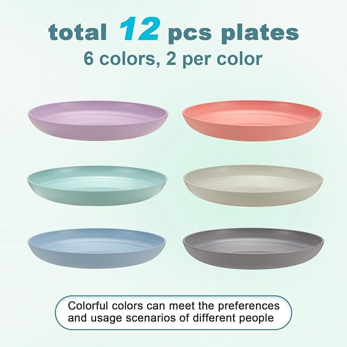 HEYCOME 12 Pcs Unbreakable Deep Dessert Plates Set, 8 inch Reusable Plastic - Image 3