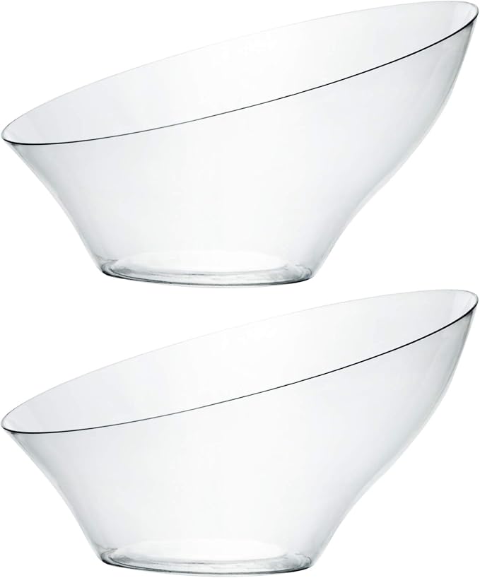 PLASTICPRO Disposable Angled Plastic Bowls Round Medium Serving Bowl, Elegant by PLASTICPRO