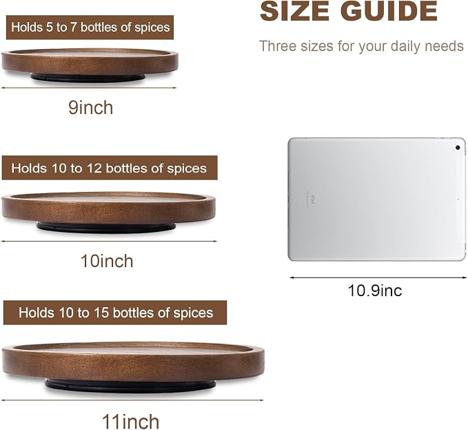 Wood Lazy Susan Organizer Kitchen Turntable - Image 6