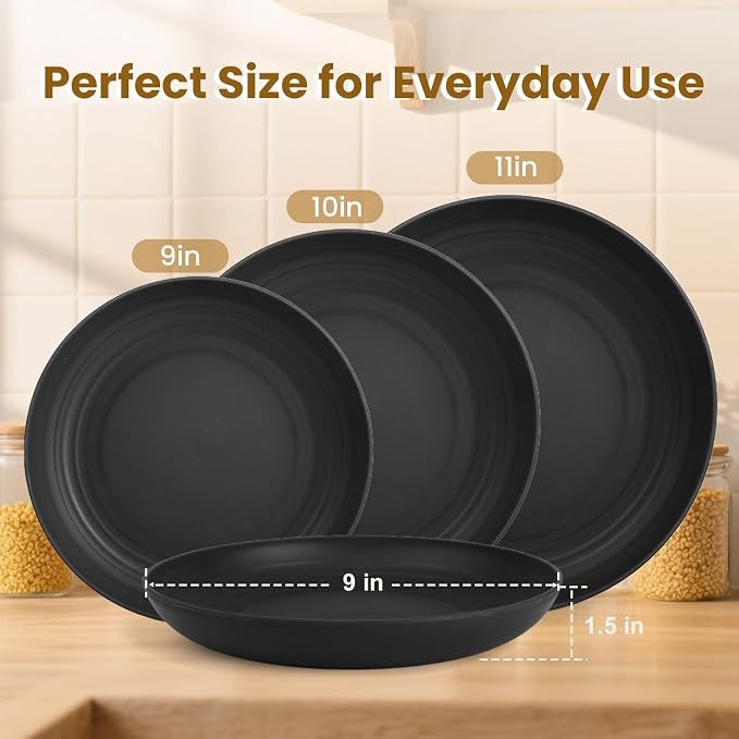 Wheat Straw Plates Set of 8, 9 Inch Dinner Plate - Image 4
