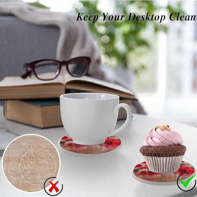 oFloral Red Poppy Flower Coasters - Image 5