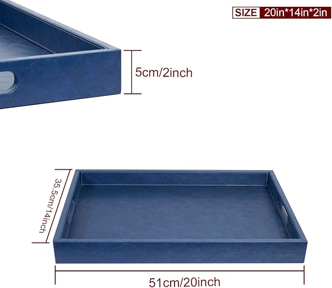 20 x 14 inches Leather Rectangle Serving Tray - Image 4