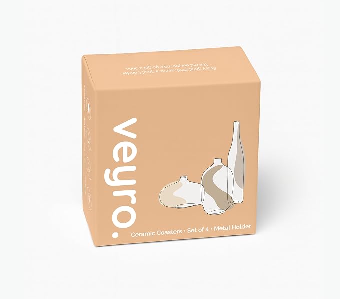 VEYRO Ceramic Coasters Set of 4 – Absorbent Stone Drink Coasters - Image 7