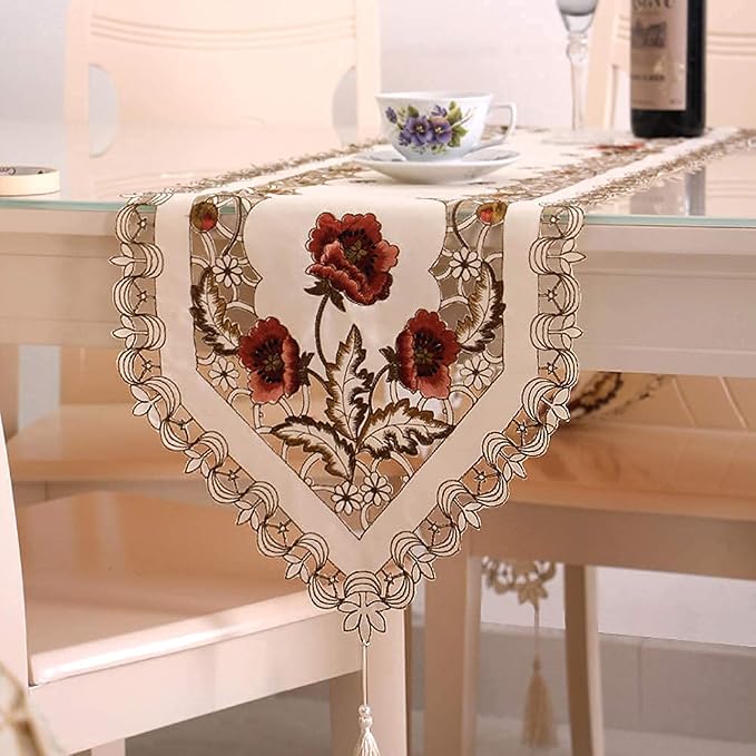 Vintage European Flower Lace Table Runner, Arzoe Elegant Runners Cabinet Dining - Image 6