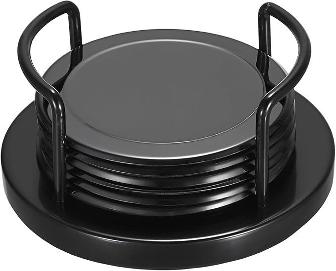 JUXYES Set of 6 Stainless Steel Metal Round Coaster by JUXYES