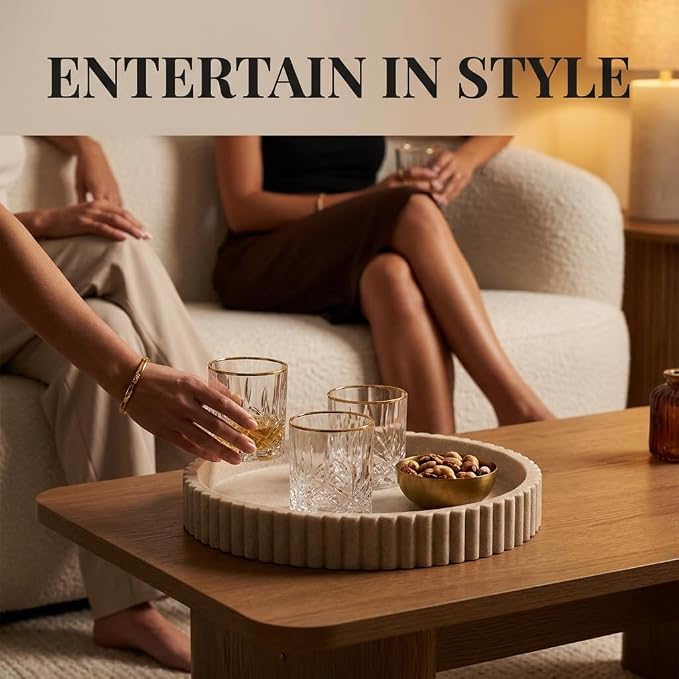 OAKOA Round Decorative Tray Coffee Table Tray - Image 7