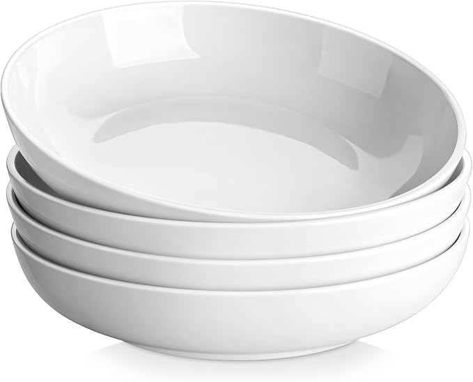 MALACASA 10" Large Pasta Bowls Set of 4, 56 OZ Wide and Shallow Salad Bowls by MALACASA