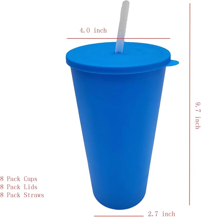 32 oz Cups with Lids and Straws Reusable set of 8, Pastel Rainbow | Iced Tea - Image 7