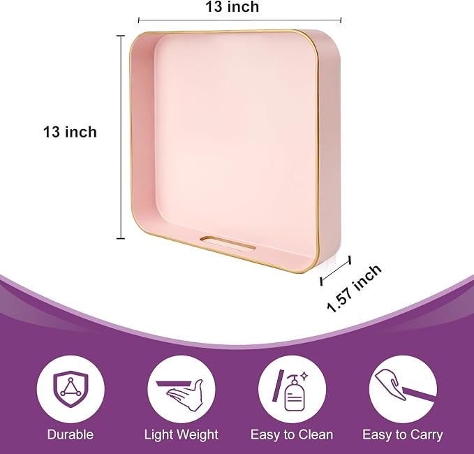 Gifturbo Pink Square Decorative Tray, Serving Tray - Image 2