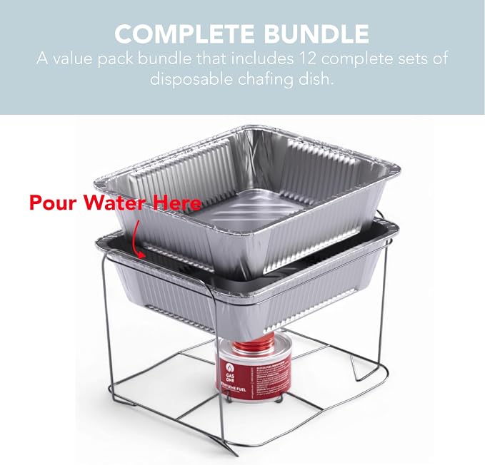 Alpha Living 12-Pack Disposable Chafing Dish Buffet Set - Image 6