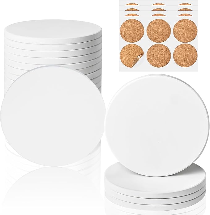 Ceramic Tiles for Crafts, GOH DODD 24 Pack Unglazed Blank Coasters by GOHDODD