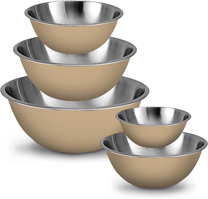Stainless Steel Mixing Bowls Set, 5-Piece Meal Prep & Food Storage | .75 by WHYSKO