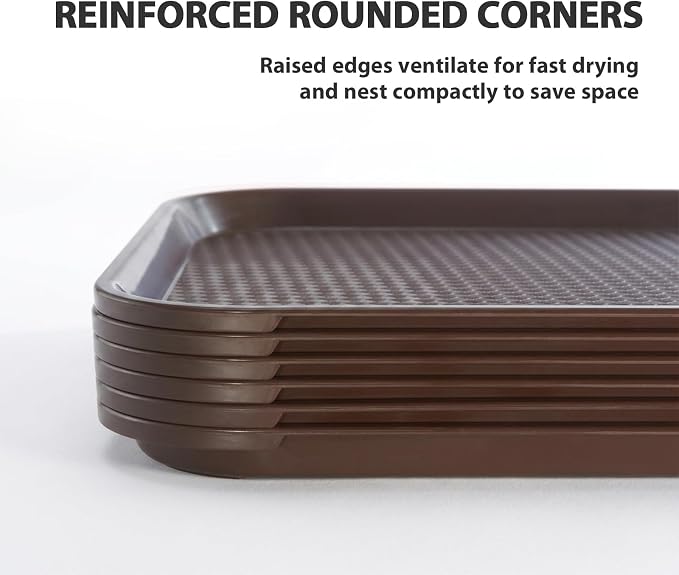 Plastic Serving Trays, Stackable Cafeteria Trays 6 Pack, 12 x 16 Fast Food - Image 5