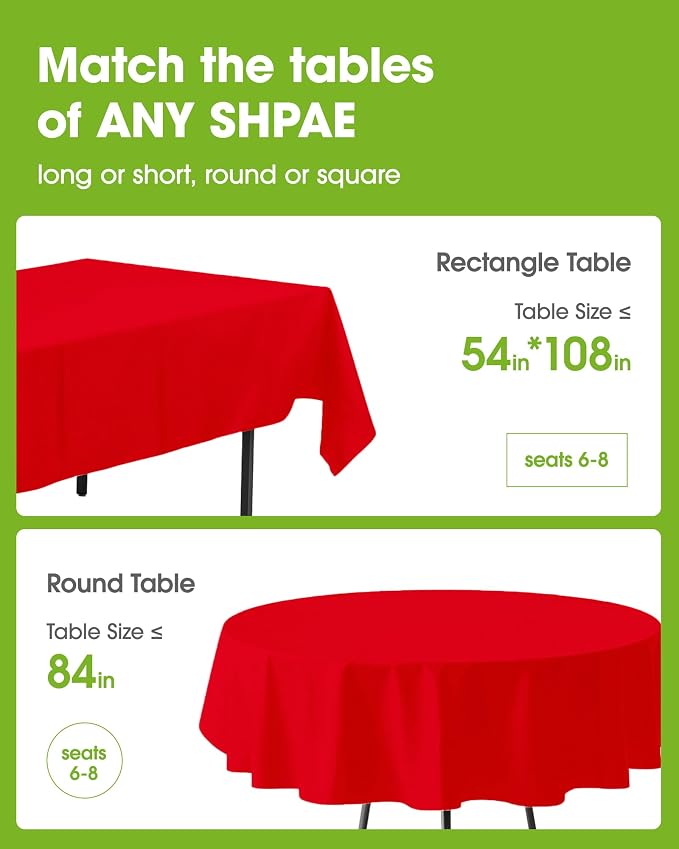 Pureegg Plastic Table Cloth Disposable 12 Pack, Valentines Day, Thanksgiving - Image 2