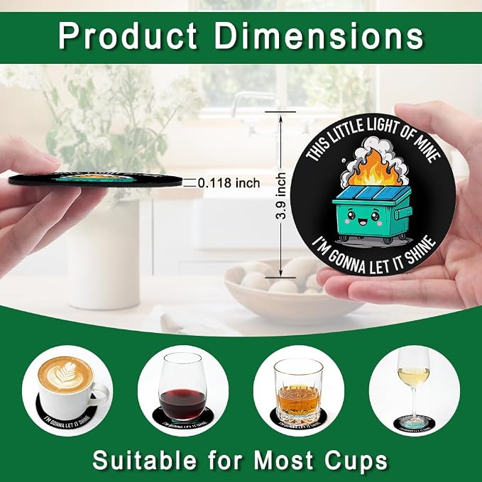 This Little Light of Mine I’m Gonna Let It Shine Drink Cup Holder Coaster Set - Image 2