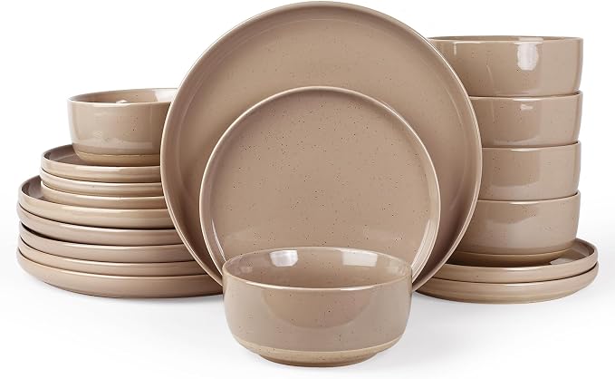 Famiware Milkyway 18-Piece Stoneware Dinnerware Set, Cinnamon Brown | Plates by Famiware