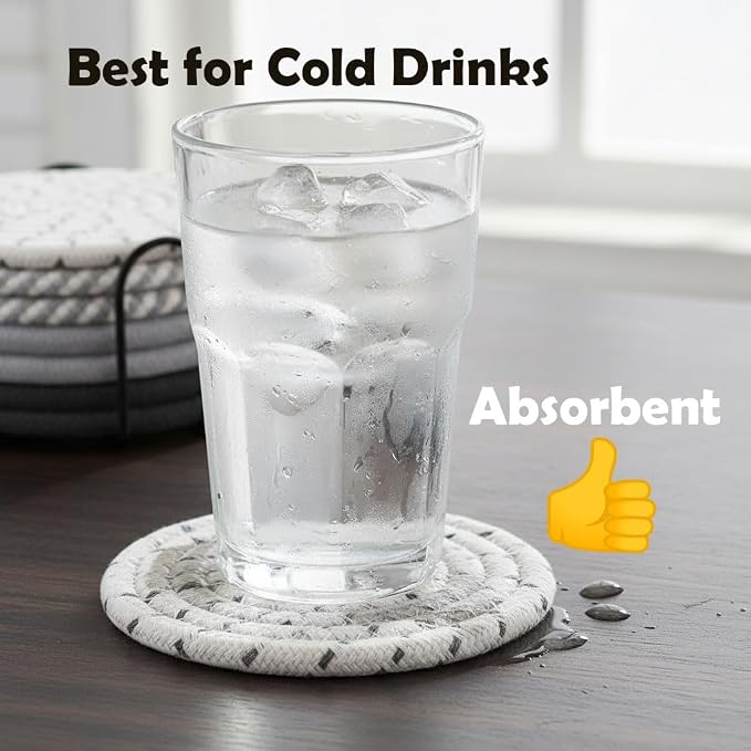 Cotton Rope Absorbent Drink Coasters Set of 8 - Image 2