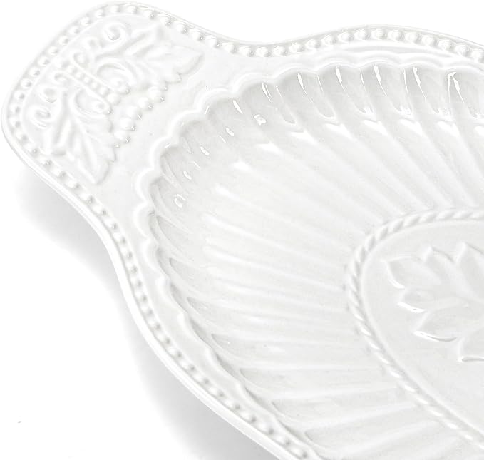2 Pack Porcelain Oval Serving Platters, 14 Inch Large Embossed White Serving - Image 3
