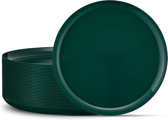 PLASTICPRO [30 Pack 8.6'' Christmass Green Plastic Party Plates Edge Collection by PLASTICPRO