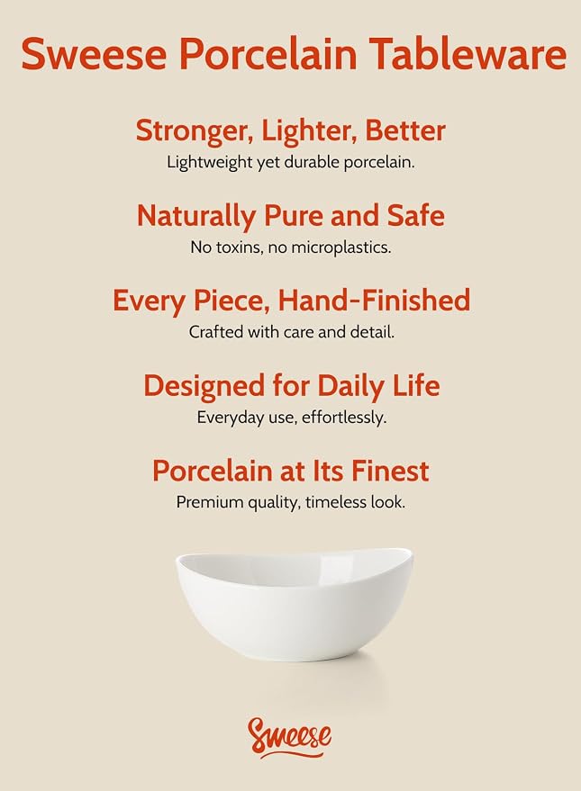 Sweese 18 oz Medium White Porcelain Bowls - Image 7