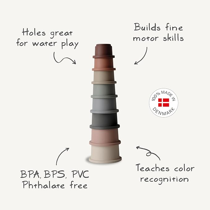 mushie Stacking Cups Toy 8pcs | Made in Denmark - Image 9