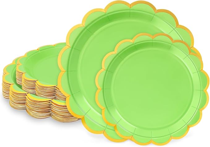 50 Pcs Lime Green Paper Plates by LIKAJON