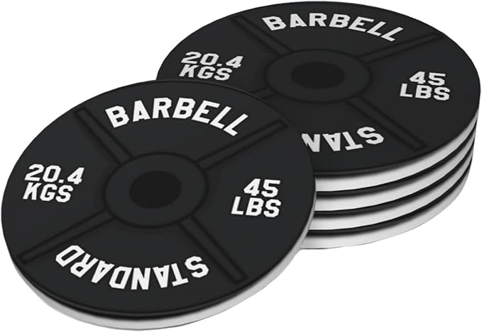 Barbell Plate Weight Lifting Coasters Set of 4, Absorbent Ceramic Drink by Unknown