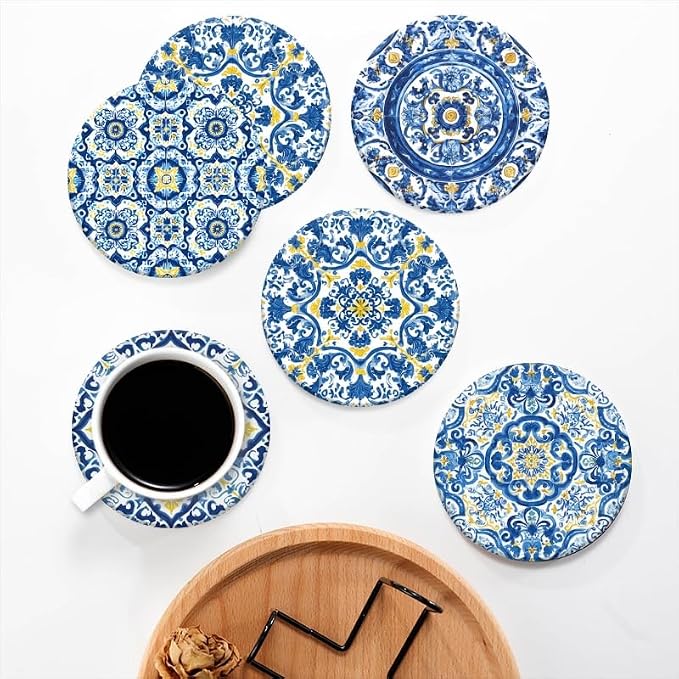 Set of 6 Coasters for Drink, Modern Bohemian Style, Housewarming Gift, Home - Image 5