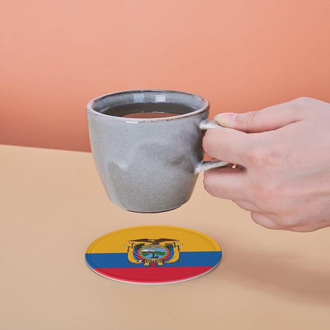 6 Pack Ecuador Flag Leather Coaster - Image 7