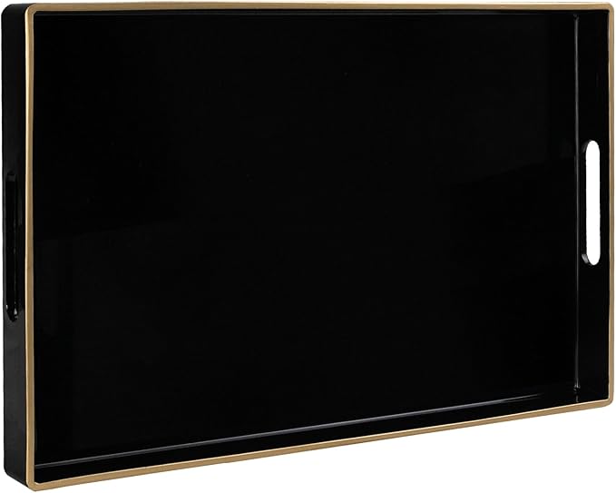 Black Decorative Tray for Coffee Table, Serving Tray by MAONAME