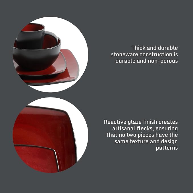 Gibson Elite Soho Lounge Square 16-Piece Dinnerware Set, Service - Image 4