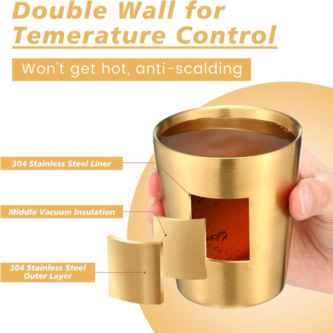 Amyhill 12 Pieces Stainless Steel Cups Double Wall Tumbler Glasses Stackable - Image 4