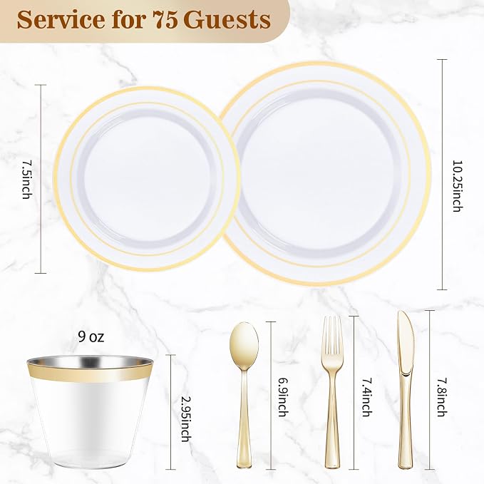 BESTVIP 450PCS Gold Dinnerware Set - Image 2