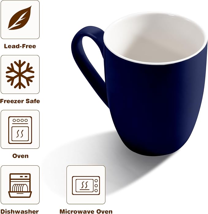 Urbanstrive 16 oz Large Coffee Mugs Set of 6 Ceramic Coffee Mug White Coffee - Image 3