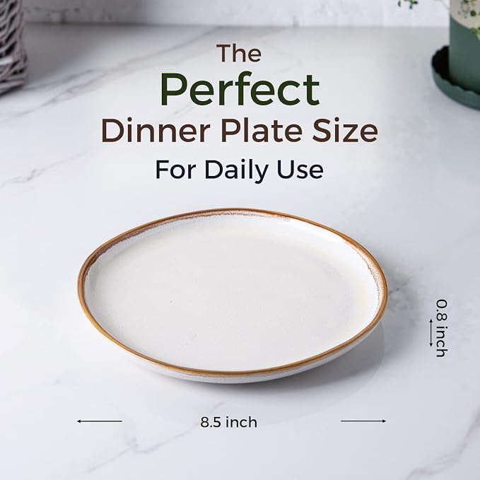 AmorArc Ceramic Plates Set of 6, 8.5 Inch Stoneware Small Dinner Plates Set | - Image 2
