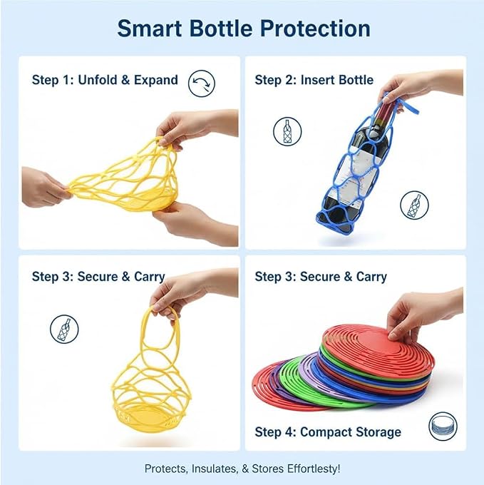 Multi-Use Silicone Storage Bag & Organizer, Silicone Wine Carrier, Portable - Image 3