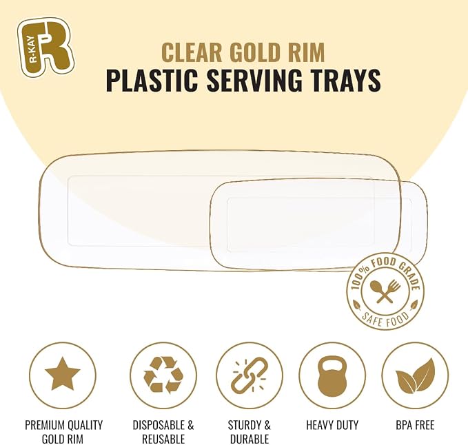 R-kay 4 Pack Clear Plastic Serving Trays - Image 4