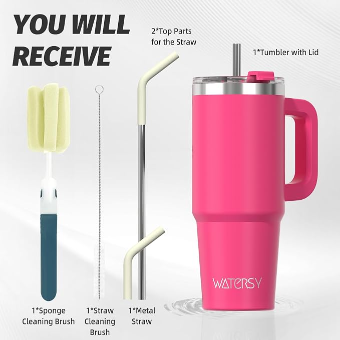 30 oz Tumbler with Handle, Tumbler with Lid and Straw, Double Wall Insulated - Image 3
