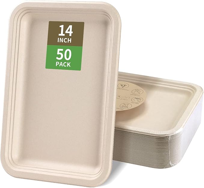 50 Pack 14 Inch Disposable Food Trays by bloomoon