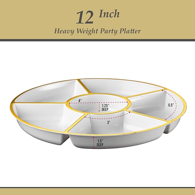 Plasticpro 6 Sectional Round Plastic Serving Tray/Platter - Image 6