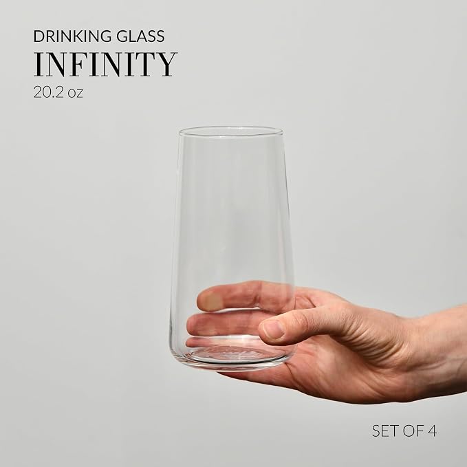 Krosno Water Glasses Set of 4, 20.3 oz, Infinity Collection | Highball Drinking - Image 3